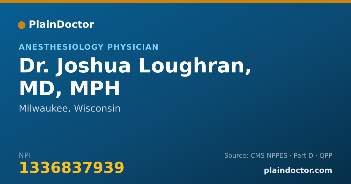 Shareable card for Joshua Loughran, MD, MPH - Anesthesiology Physician, Milwaukee, WI