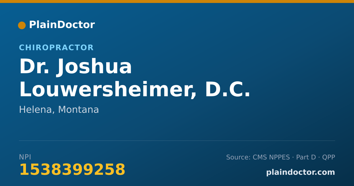 Shareable card for Joshua Louwersheimer, D.C. - Chiropractor, Helena, MT
