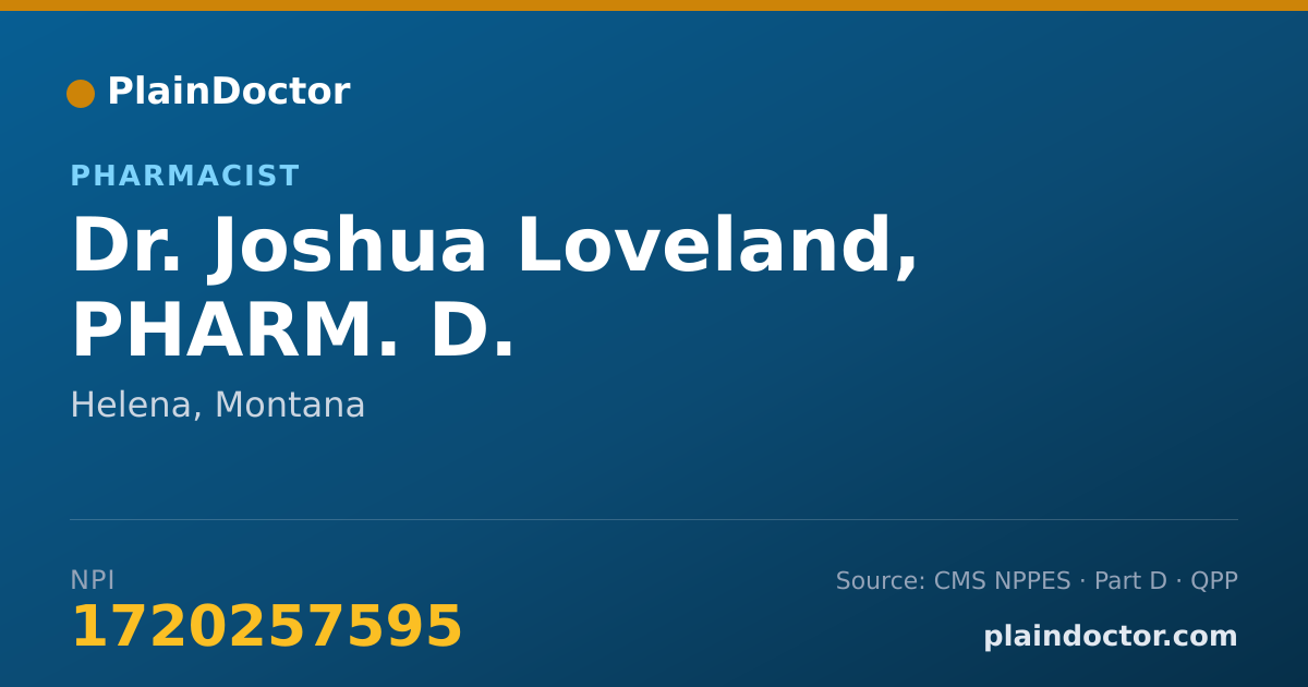 Shareable card for Joshua Loveland, PHARM. D. - Pharmacist, Helena, MT