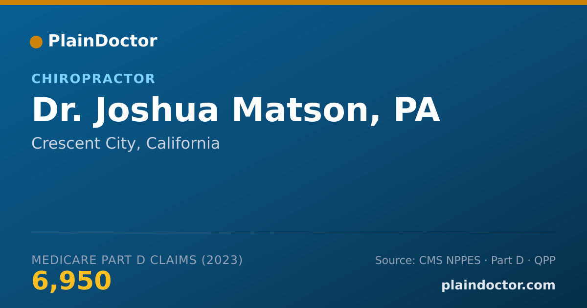 Shareable card for Joshua Matson, PA - Chiropractor, Crescent City, CA