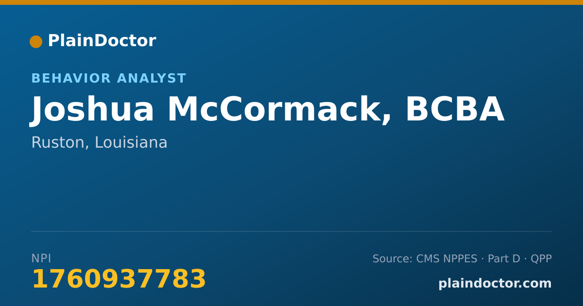 Shareable card for Joshua McCormack, BCBA - Behavior Analyst, Ruston, LA