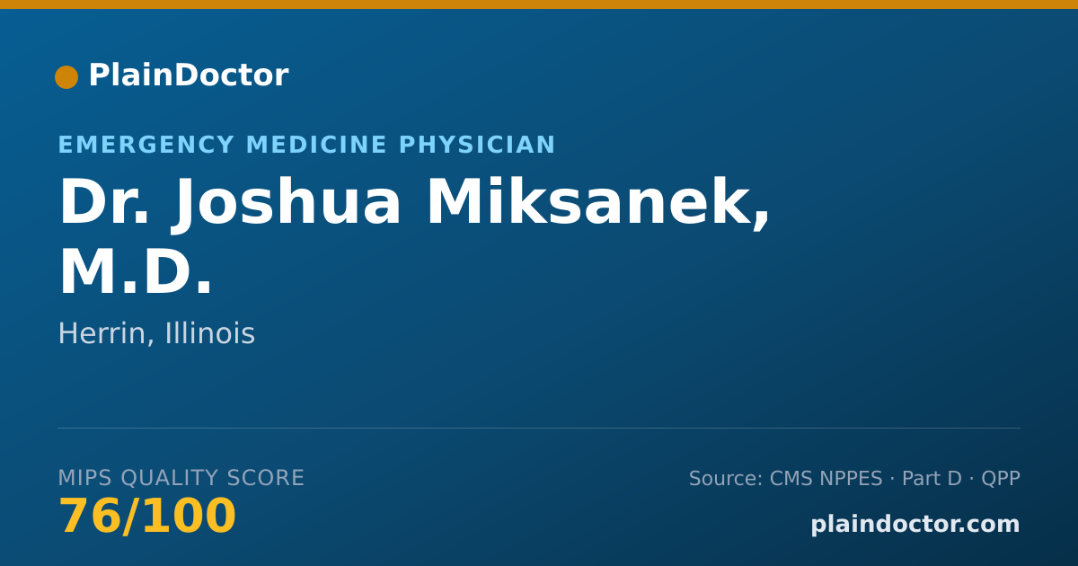 Shareable card for Joshua Miksanek, M.D. - Emergency Medicine Physician, Herrin, IL