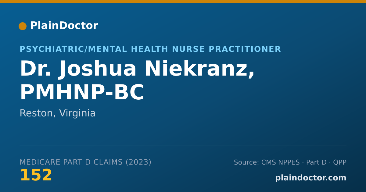 Shareable card for Joshua Niekranz, PMHNP-BC - Psychiatric/Mental Health Nurse Practitioner, Reston, VA