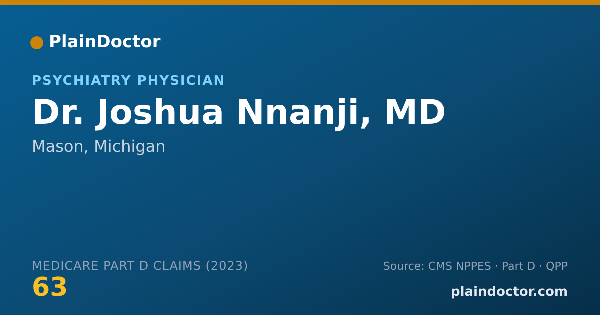 Shareable card for Joshua Nnanji, MD - Psychiatry Physician, Mason, MI