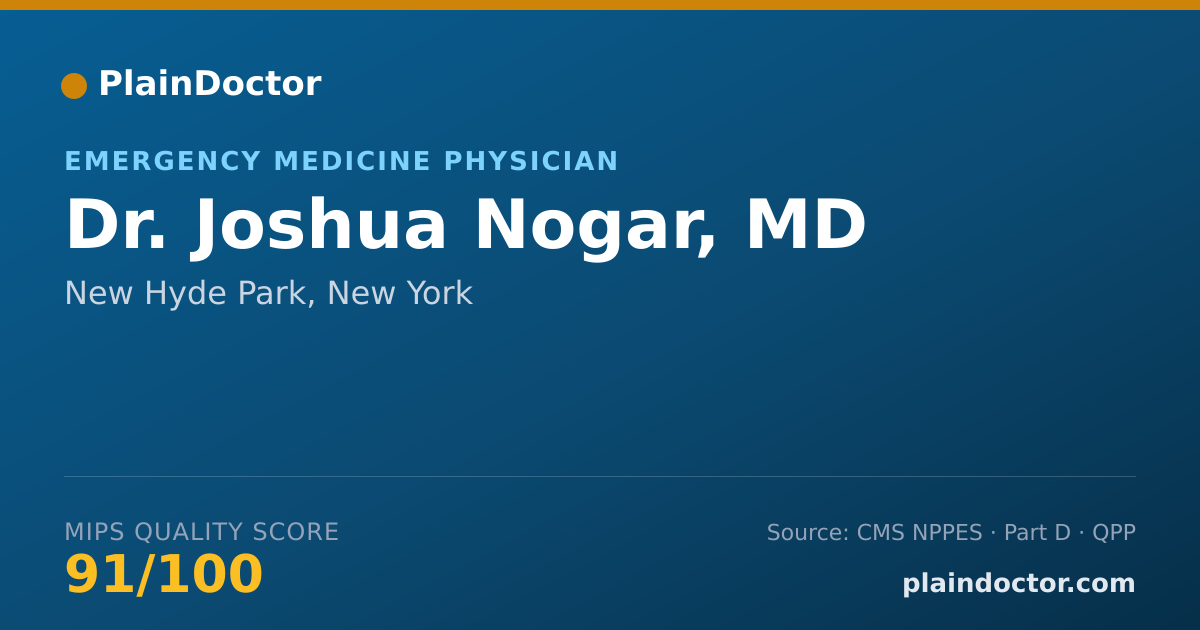 Shareable card for Joshua Nogar, MD - Emergency Medicine Physician, New Hyde Park, NY