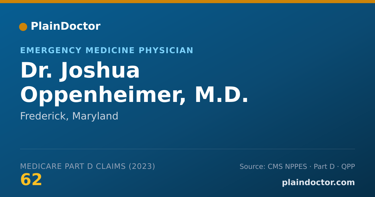 Shareable card for Joshua Oppenheimer, M.D. - Emergency Medicine Physician, Frederick, MD