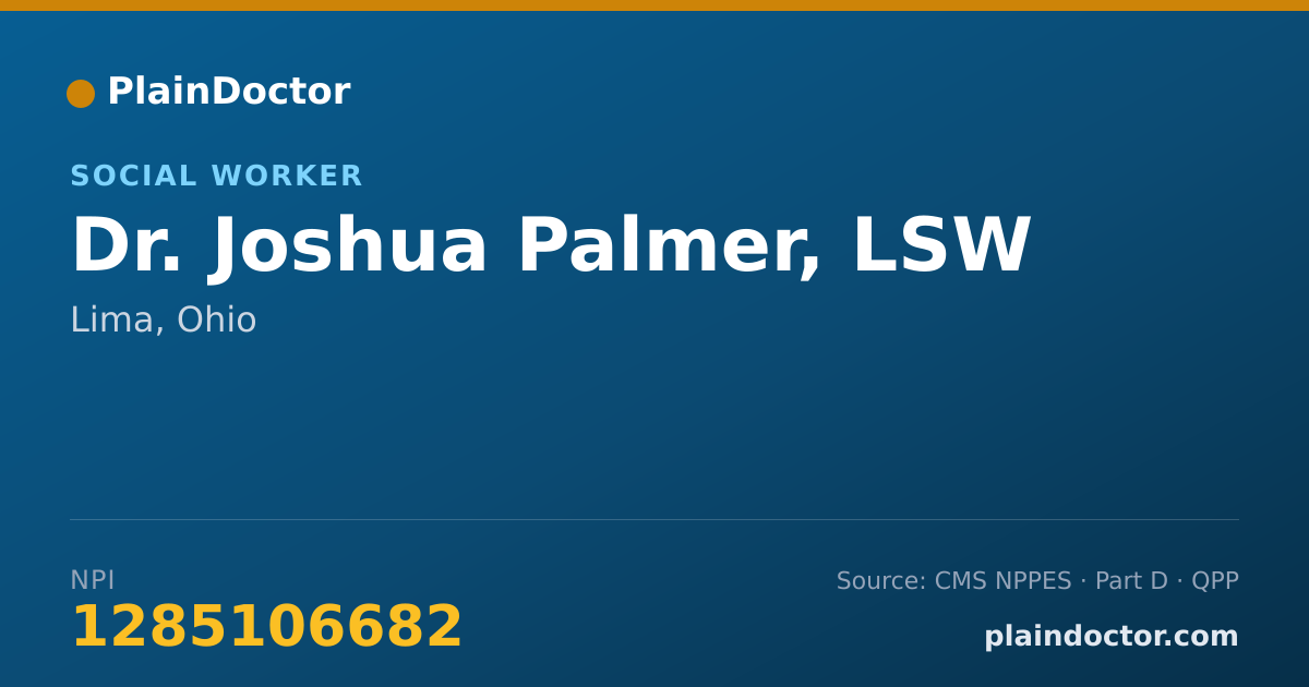 Shareable card for Joshua Palmer, LSW - Social Worker, Lima, OH
