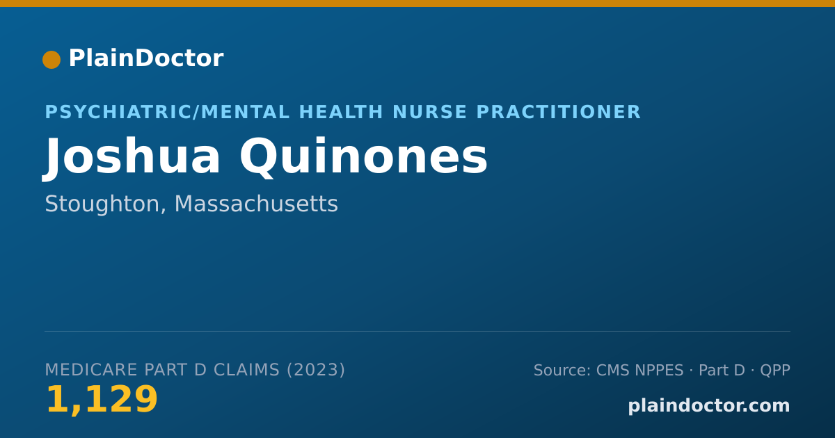Shareable card for Joshua Quinones - Psychiatric/Mental Health Nurse Practitioner, Stoughton, MA