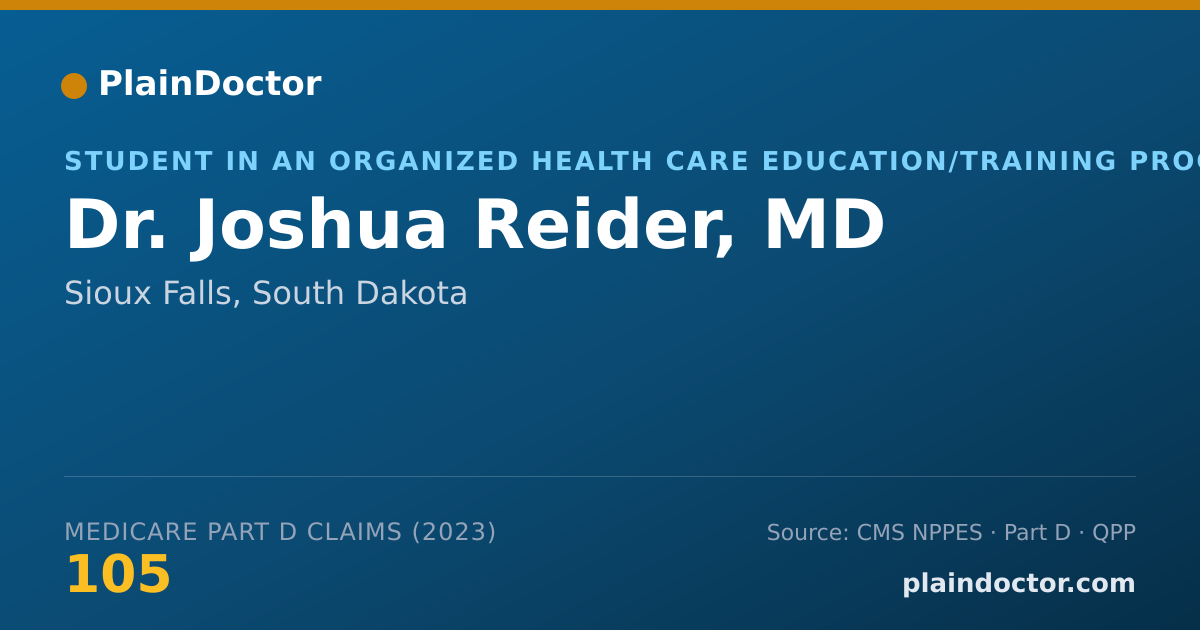 Shareable card for Joshua Reider, MD - Student in an Organized Health Care Education/Training Program, Sioux Falls, SD