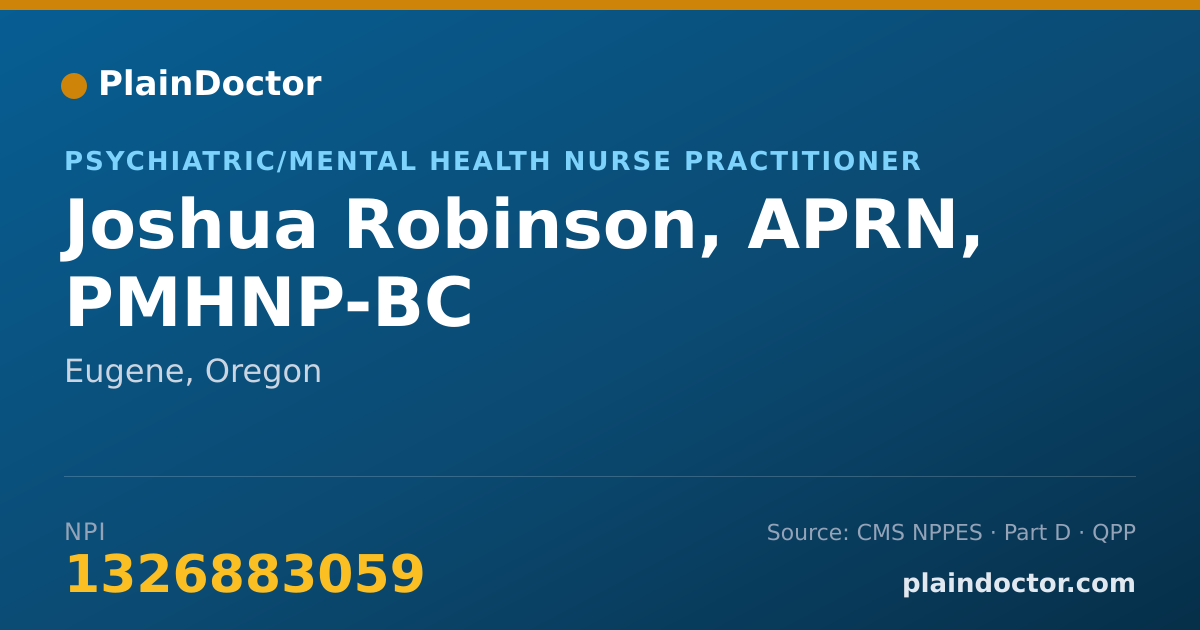 Shareable card for Joshua Robinson, APRN, PMHNP-BC - Psychiatric/Mental Health Nurse Practitioner, Eugene, OR