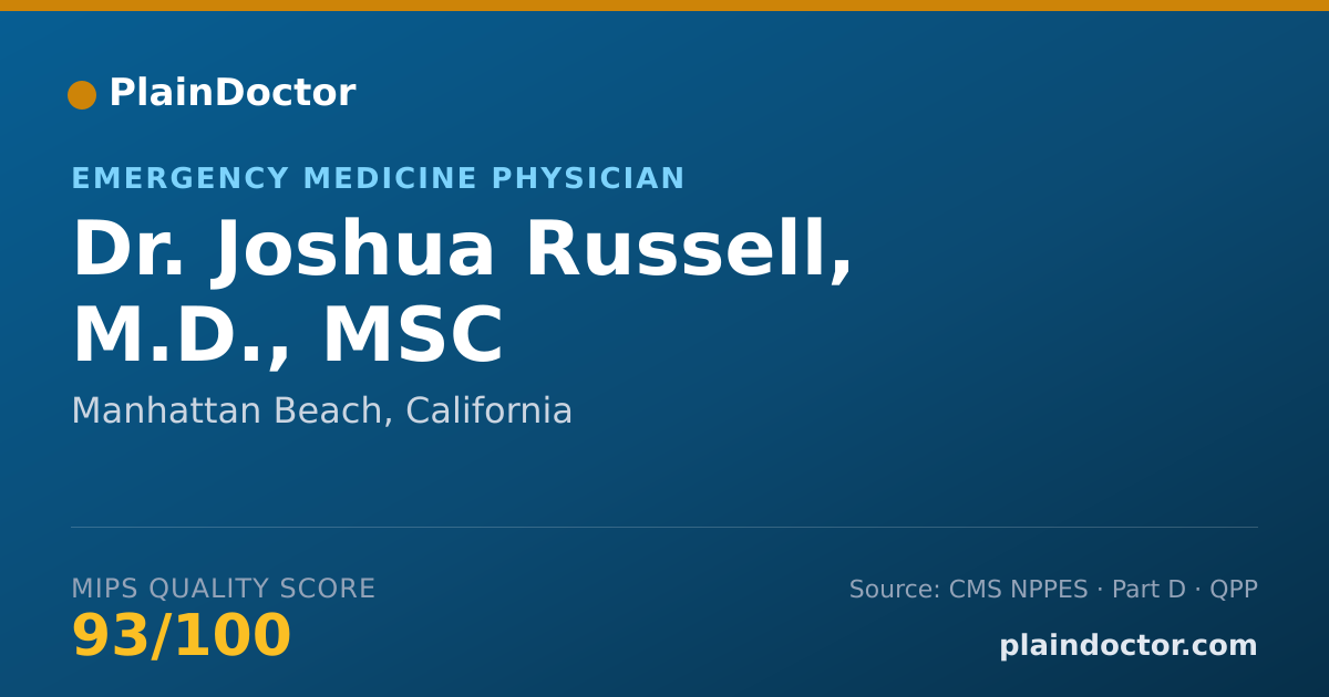 Shareable card for Joshua Russell, M.D., MSC - Emergency Medicine Physician, Manhattan Beach, CA