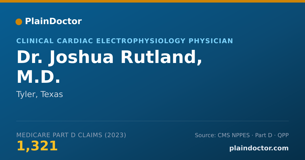 Shareable card for Joshua Rutland, M.D. - Clinical Cardiac Electrophysiology Physician, Tyler, TX