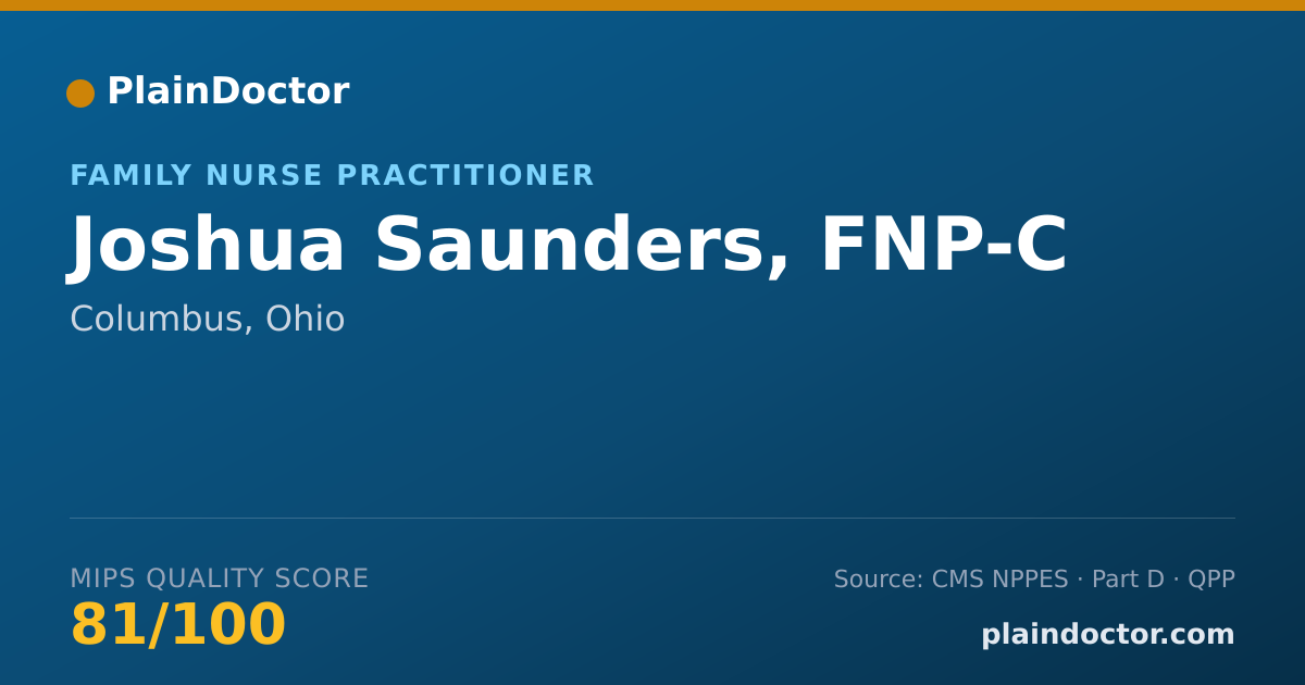 Shareable card for Joshua Saunders, FNP-C - Family Nurse Practitioner, Columbus, OH