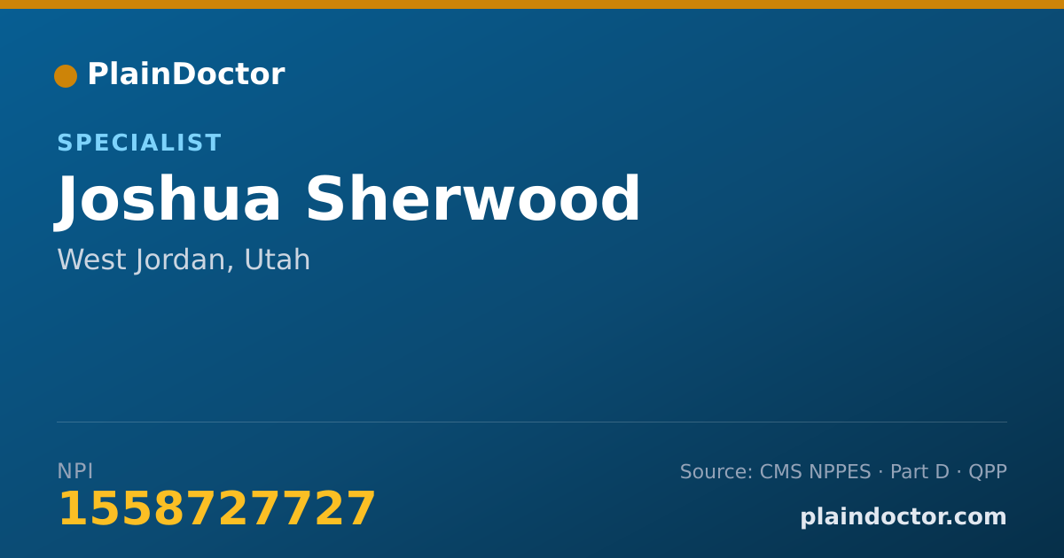 Shareable card for Joshua Sherwood - Specialist, West Jordan, UT