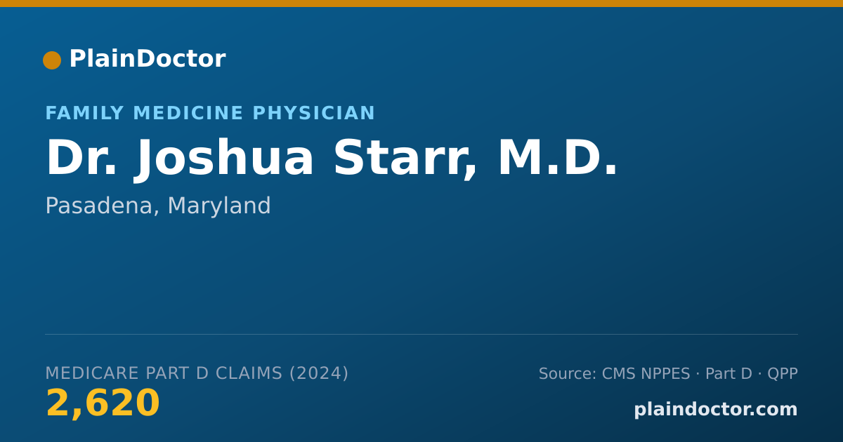 Shareable card for Joshua Starr, M.D. - Family Medicine Physician, Pasadena, MD