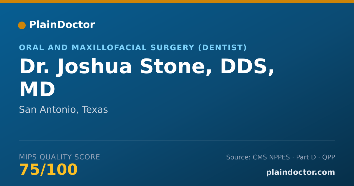 Shareable card for Joshua Stone, DDS, MD - Oral and Maxillofacial Surgery (Dentist), San Antonio, TX