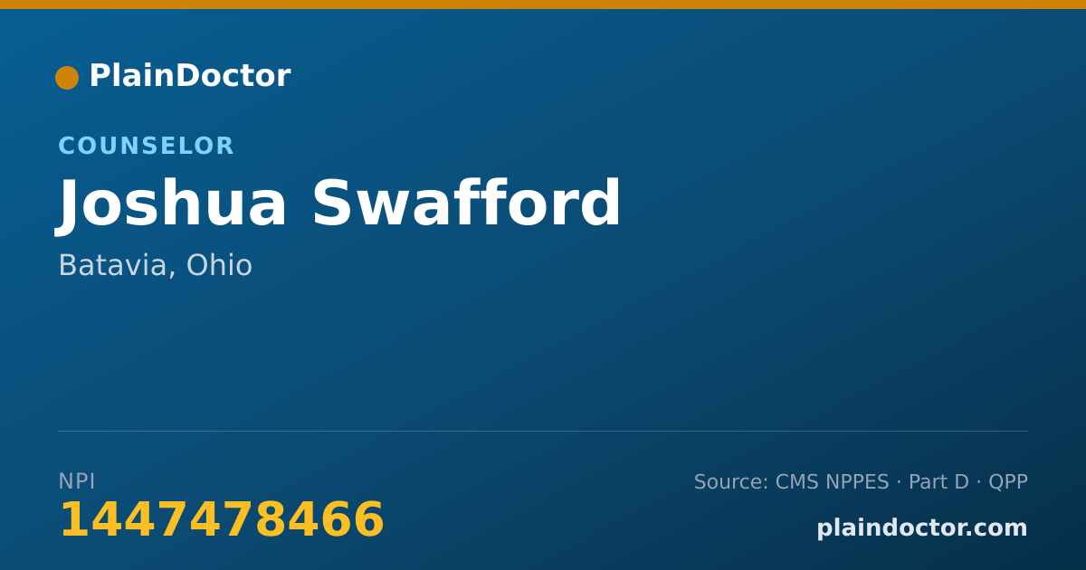 Shareable card for Joshua Swafford - Counselor, Batavia, OH