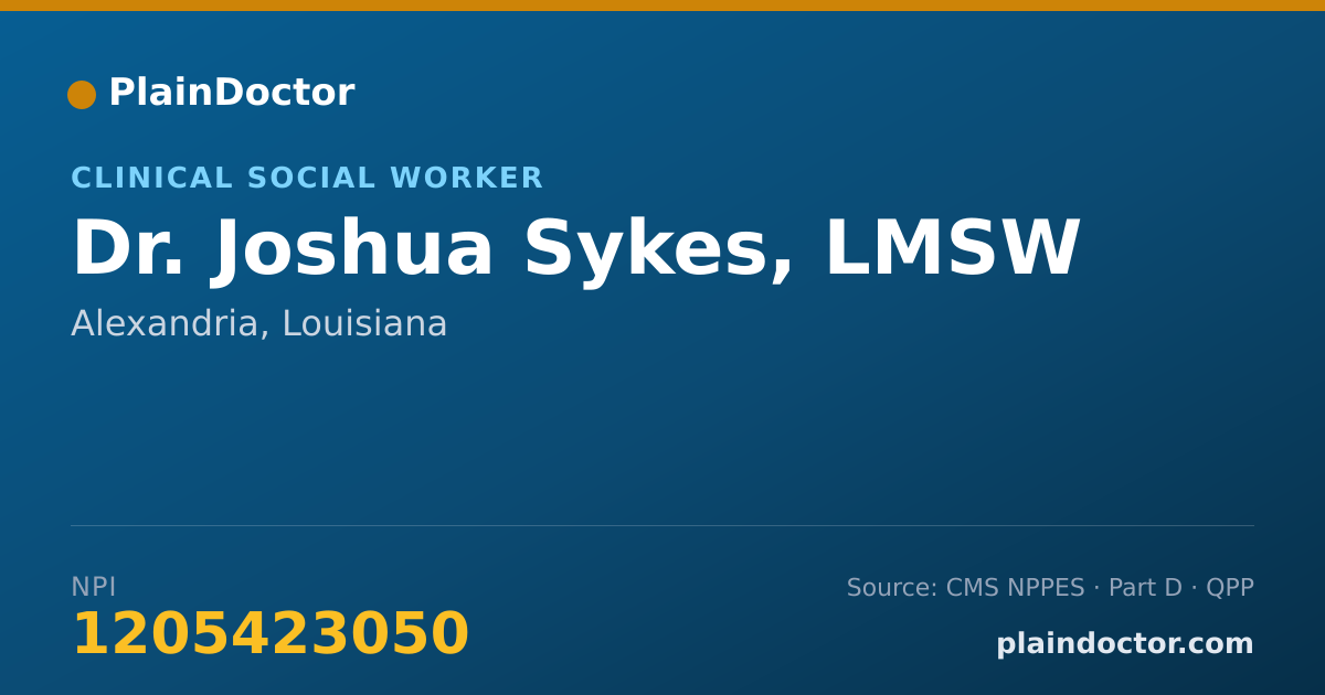 Shareable card for Joshua Sykes, LMSW - Clinical Social Worker, Alexandria, LA