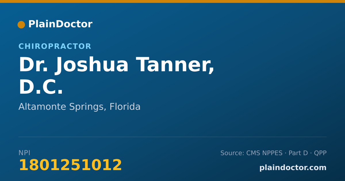 Shareable card for Joshua Tanner, D.C. - Chiropractor, Altamonte Springs, FL
