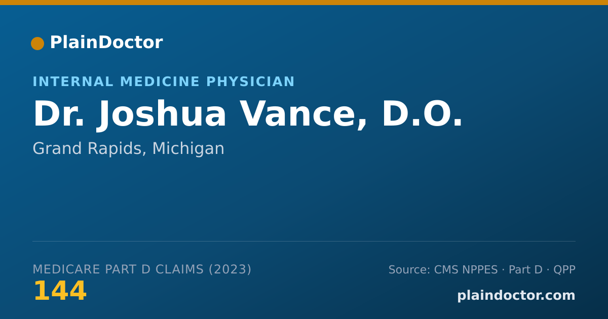 Shareable card for Joshua Vance, D.O. - Internal Medicine Physician, Grand Rapids, MI
