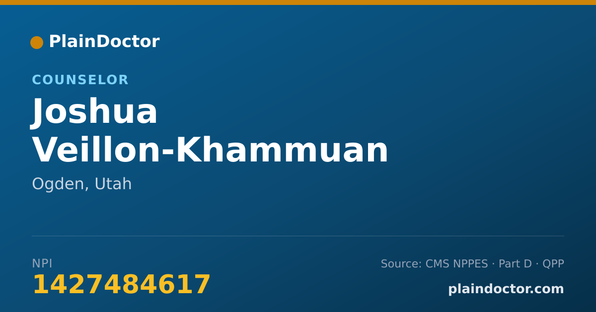 Shareable card for Joshua Veillon-Khammuan - Counselor, Ogden, UT