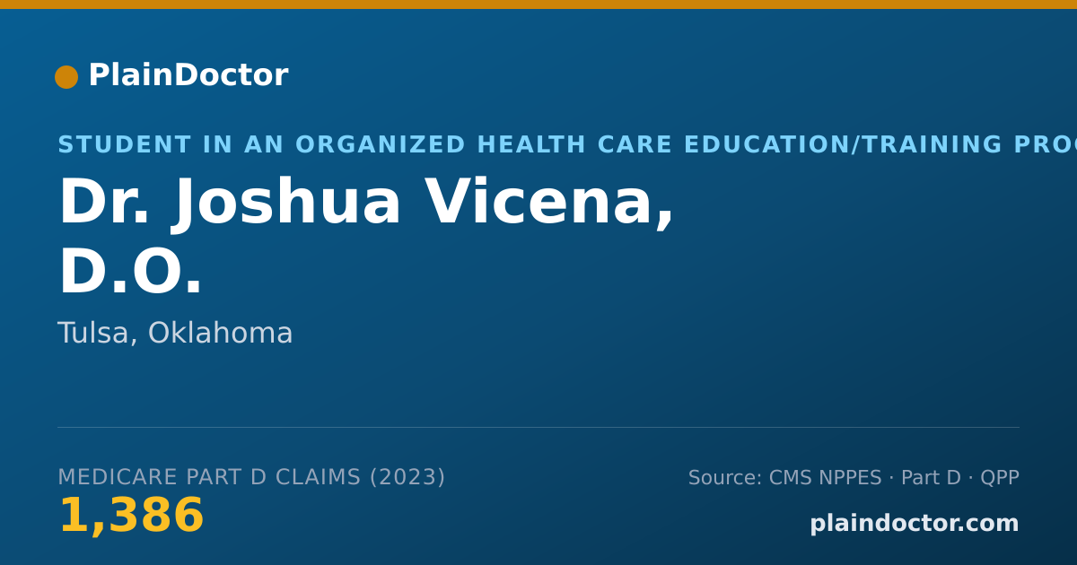Shareable card for Joshua Vicena, D.O. - Student in an Organized Health Care Education/Training Program, Tulsa, OK