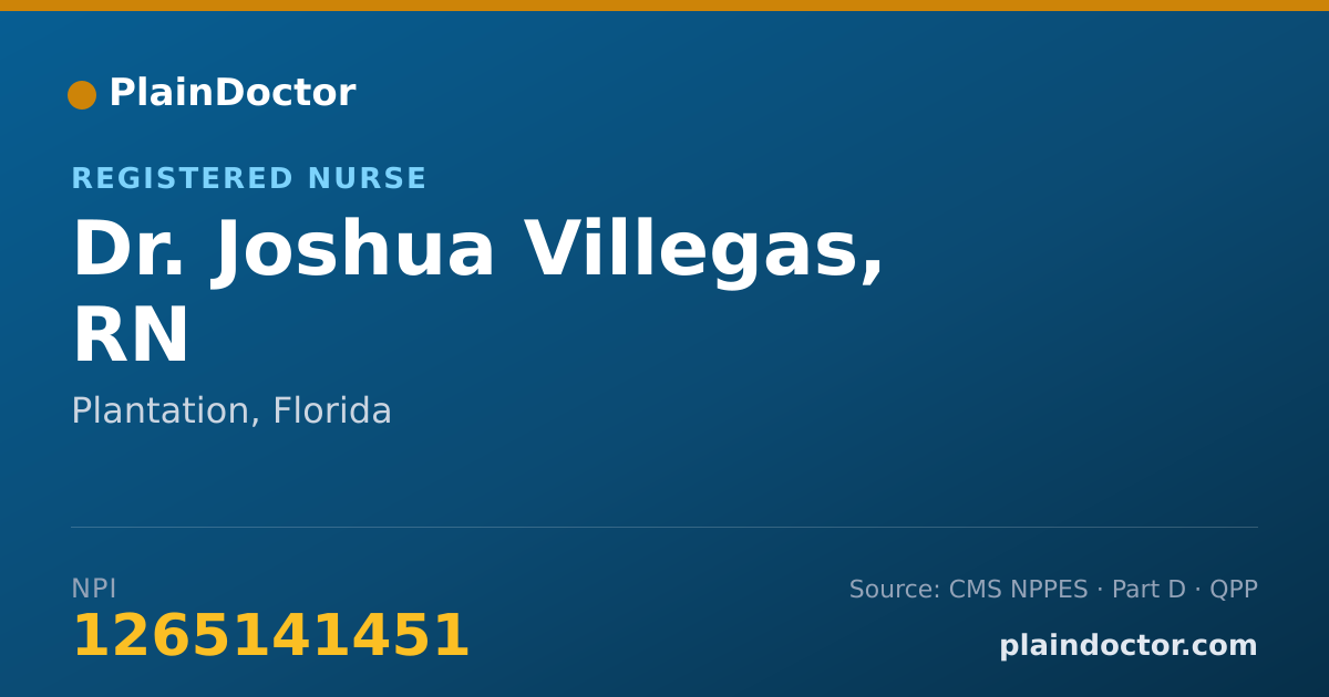 Shareable card for Joshua Villegas, RN - Registered Nurse, Plantation, FL