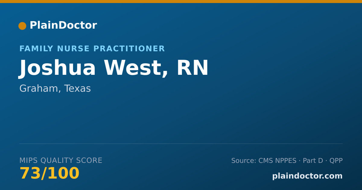 Shareable card for Joshua West, RN - General Practice Registered Nurse, Graham, TX