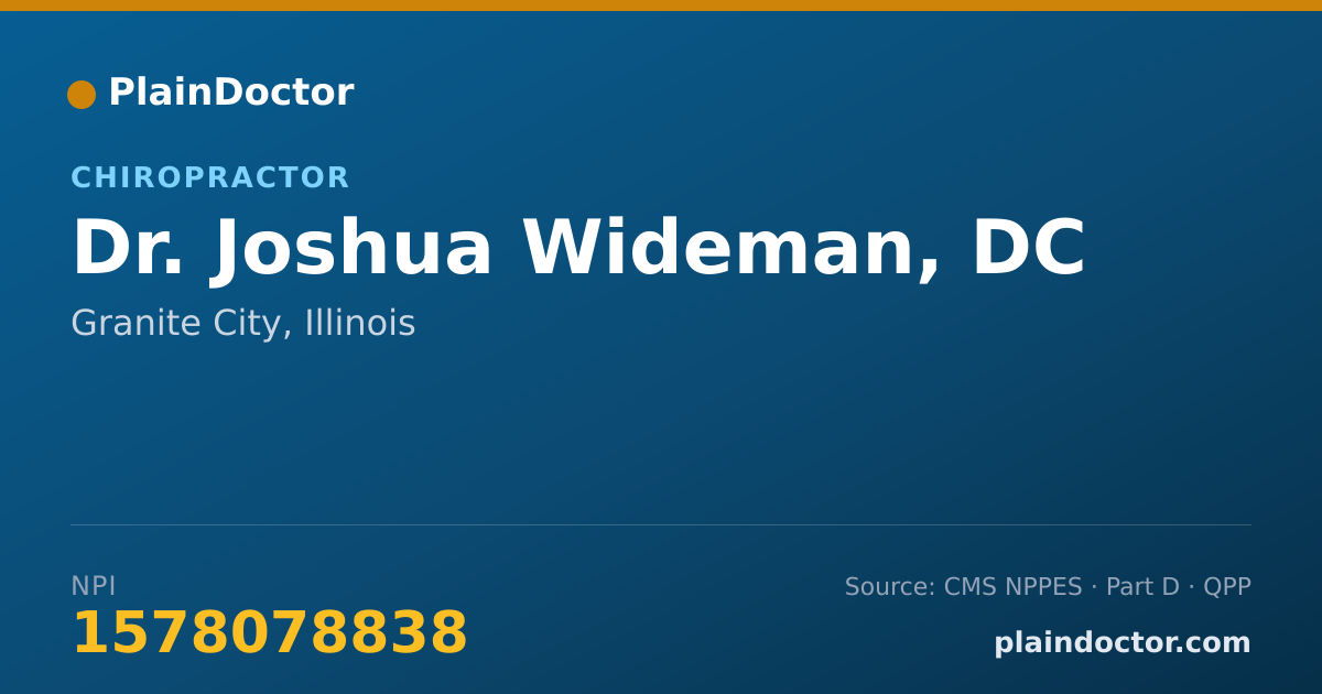 Shareable card for Joshua Wideman, DC - Chiropractor, Granite City, IL