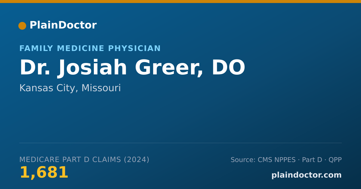 Shareable card for Josiah Greer, DO - Family Medicine Physician, Kansas City, MO