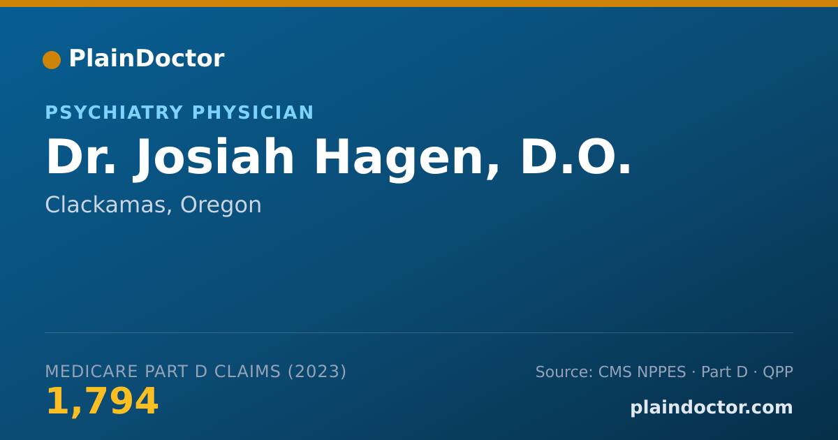 Shareable card for Josiah Hagen, D.O. - Psychiatry Physician, Clackamas, OR