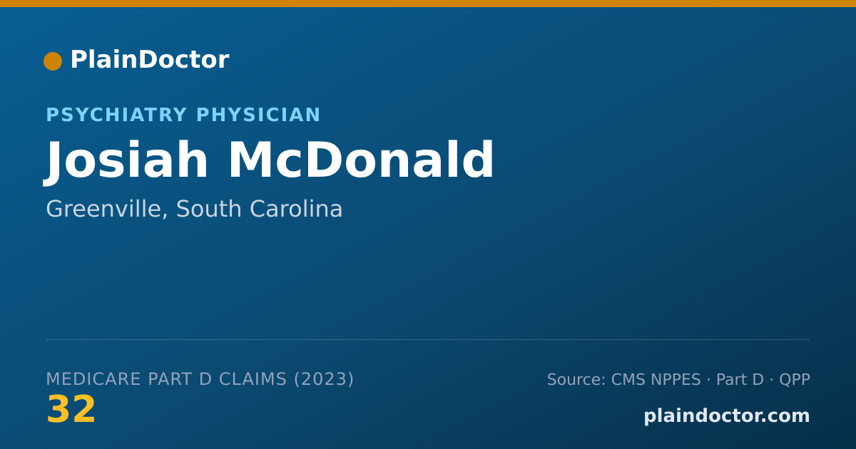 Shareable card for Josiah McDonald - Psychiatry Physician, Greenville, SC