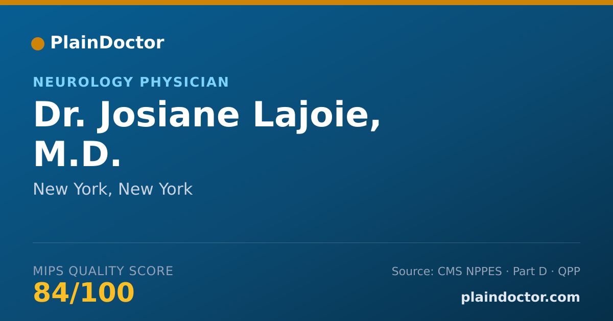 Shareable card for Josiane Lajoie, M.D. - Neurology Physician, New York, NY