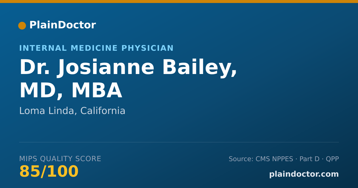 Shareable card for Josianne Bailey, MD, MBA - Internal Medicine Physician, Loma Linda, CA