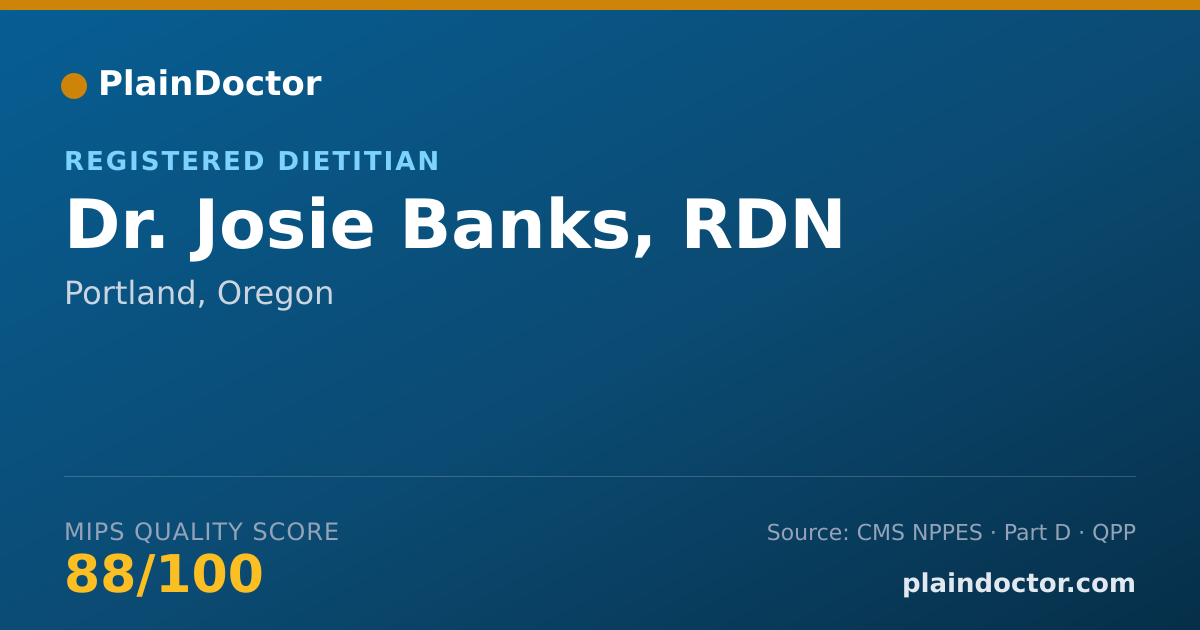 Shareable card for Josie Banks, RDN - Registered Dietitian, Portland, OR