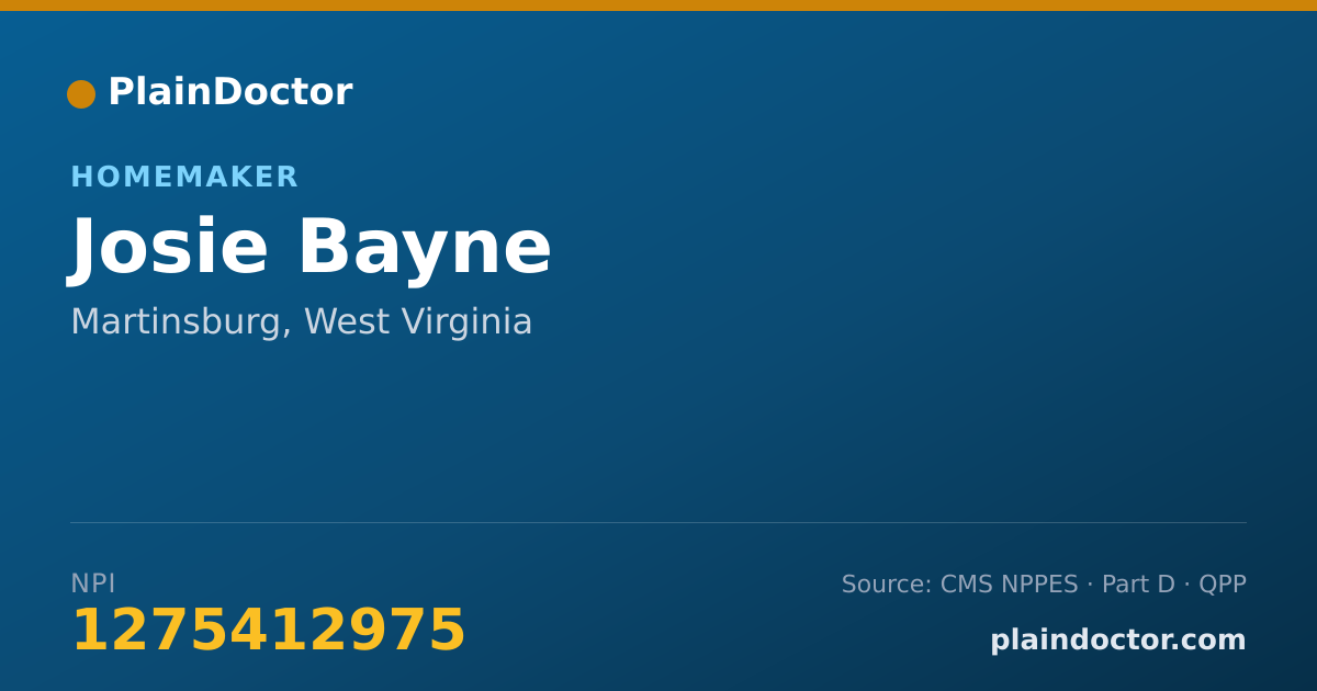 Shareable card for Josie Bayne - Homemaker, Martinsburg, WV