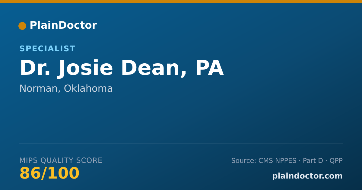 Shareable card for Josie Dean, PA - Specialist, Norman, OK