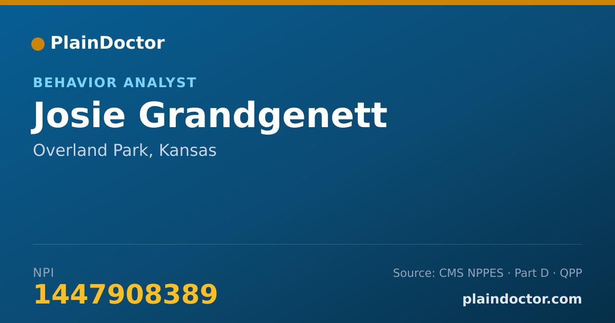 Shareable card for Josie Grandgenett - Behavior Analyst, Overland Park, KS