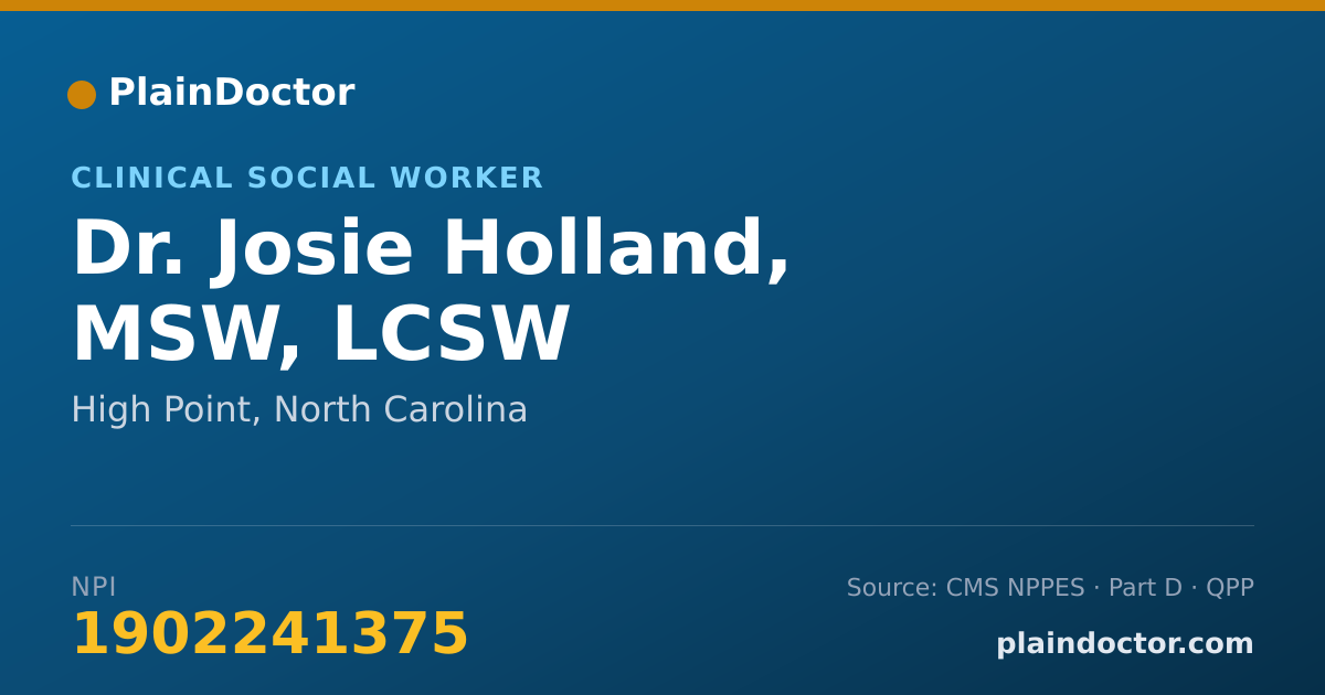 Shareable card for Josie Holland, MSW, LCSW - Clinical Social Worker, High Point, NC