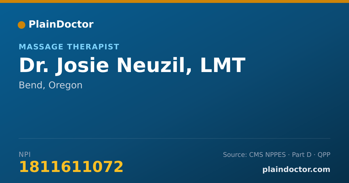 Shareable card for Josie Neuzil, LMT - Massage Therapist, Bend, OR