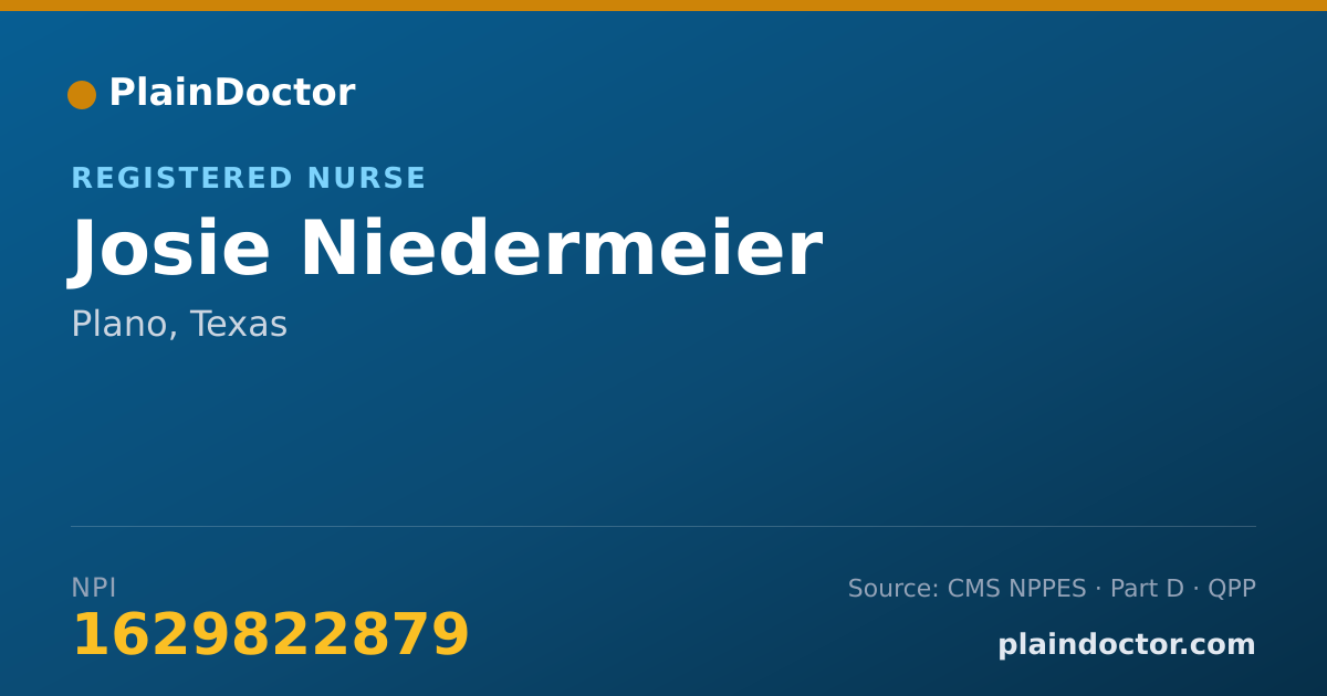 Shareable card for Josie Niedermeier - Registered Nurse, Plano, TX