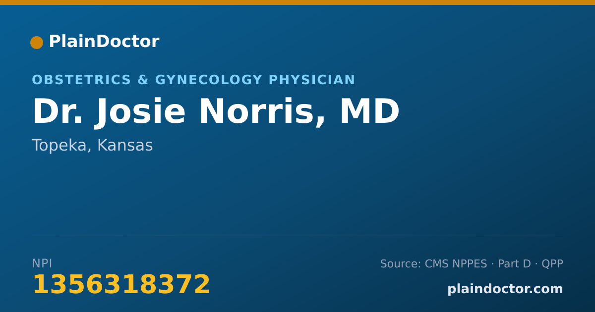 Shareable card for Josie Norris, MD - Obstetrics & Gynecology Physician, Topeka, KS