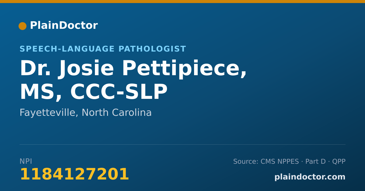 Shareable card for Josie Pettipiece, MS, CCC-SLP - Speech-Language Pathologist, Fayetteville, NC