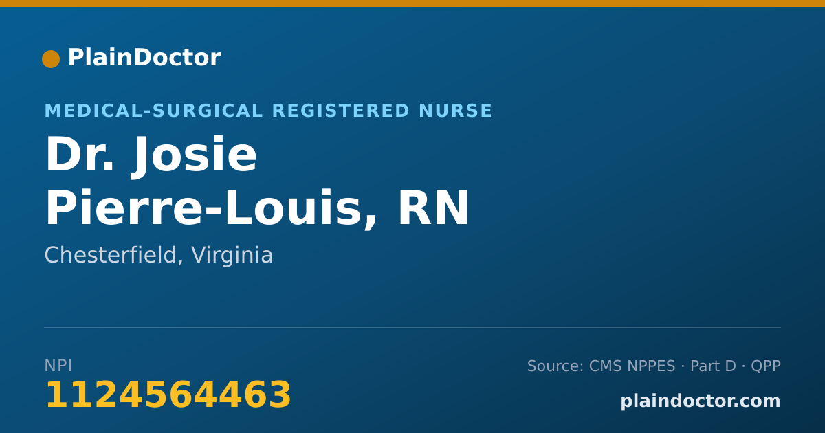 Shareable card for Josie Pierre-Louis, RN - Medical-Surgical Registered Nurse, Chesterfield, VA