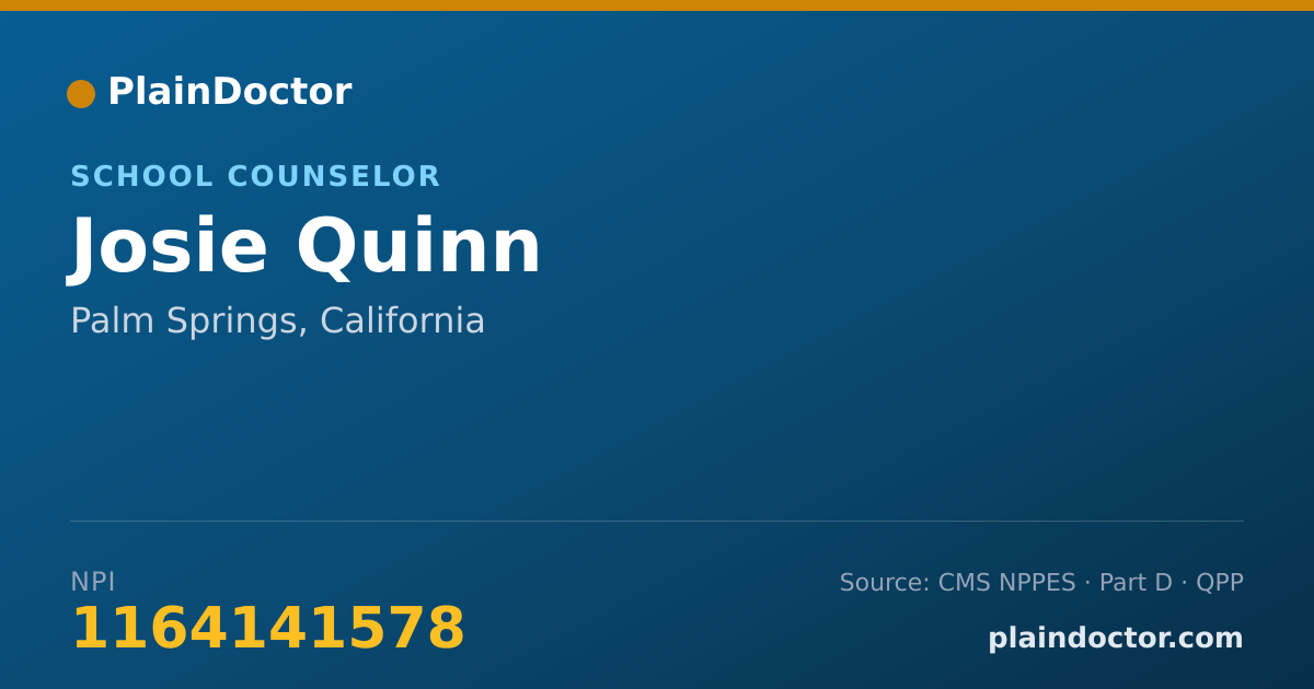Shareable card for Josie Quinn - School Counselor, Palm Springs, CA