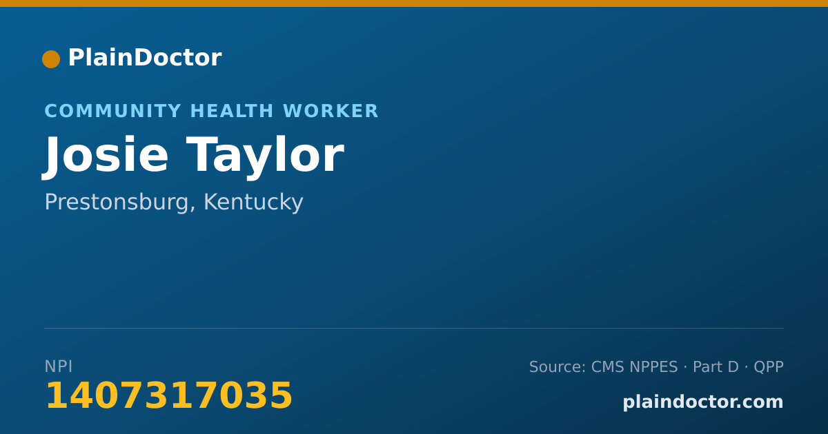 Shareable card for Josie Taylor - Community Health Worker, Prestonsburg, KY