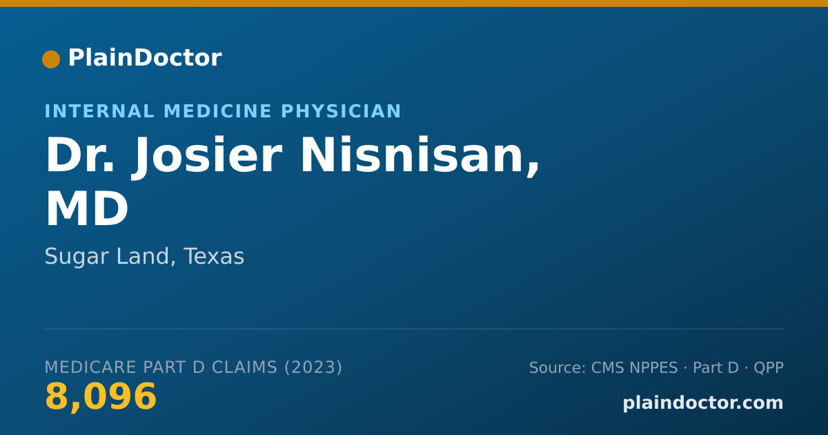 Shareable card for Josier Nisnisan, MD - Internal Medicine Physician, Sugar Land, TX