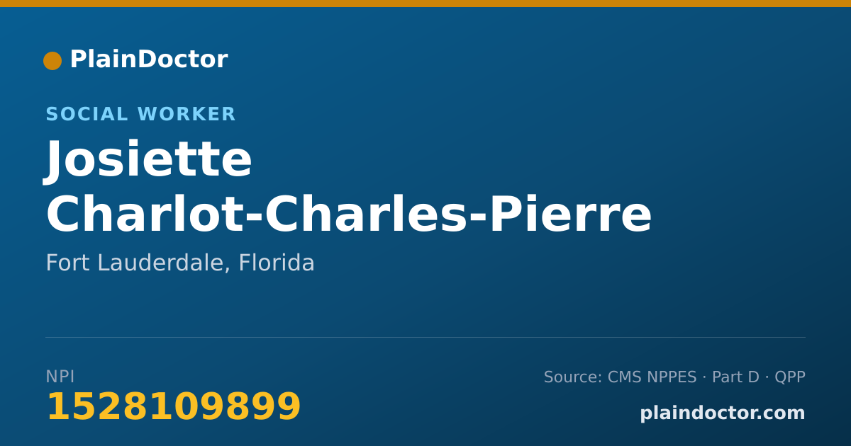 Shareable card for Josiette Charlot-Charles-Pierre - Social Worker, Fort Lauderdale, FL