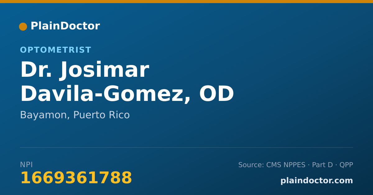 Shareable card for Josimar Davila-Gomez, OD - Optometrist, Bayamon, PR
