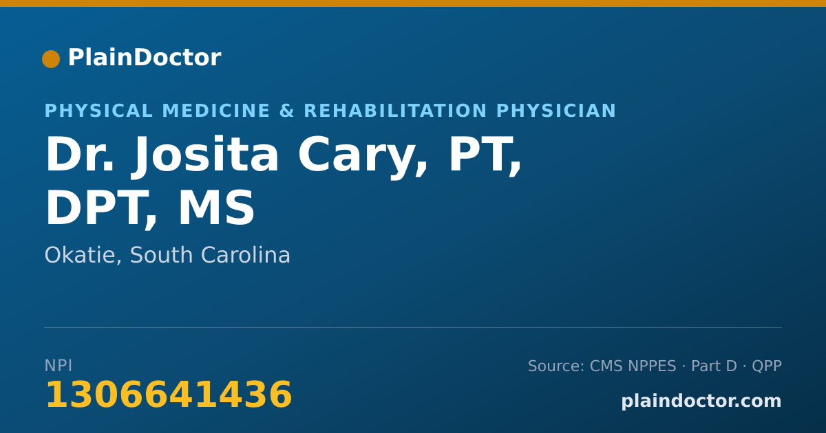Shareable card for Josita Cary, PT, DPT, MS - Physical Medicine & Rehabilitation Physician, Okatie, SC